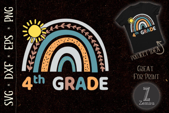 4th Grade Rainbow Teacher Student School Graphics