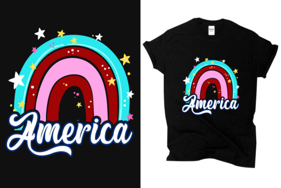 4thof July - Rainbow Graphics T-Shirt Designs