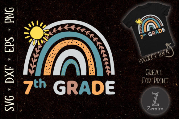 7th Grade Rainbow Teacher Student School Graphics