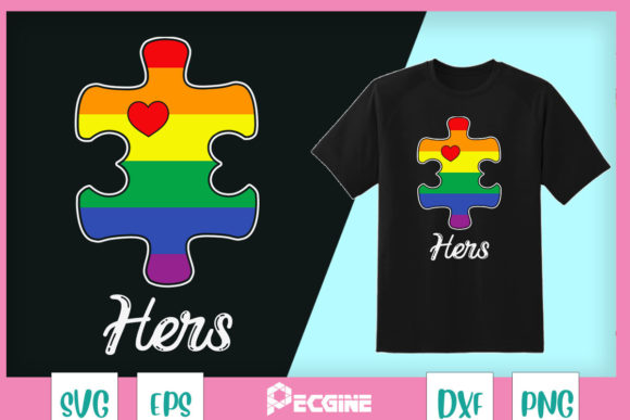 Couple Valentine Hers Rainbow Graphics