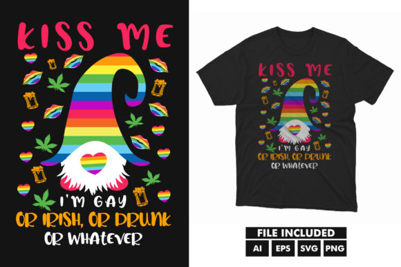 Gnome Pride Rainbow T-shirt SVG File