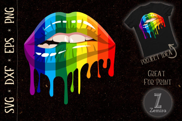 LGBT Rainbow Lip Gay Pride Sexy Cool Graphics