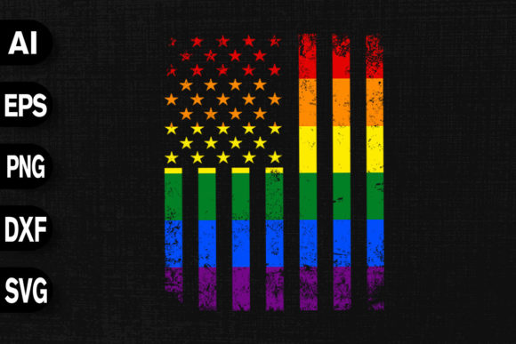 LGBTQ Rainbow Distressed American Flag Graphics