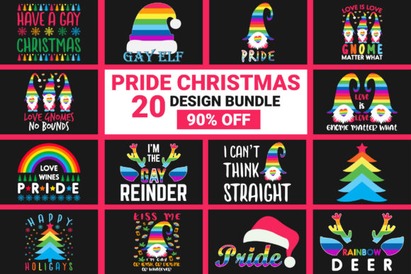 Pride Christmas Rainbow T-shirt Bundle: Graphics and Crafts in One