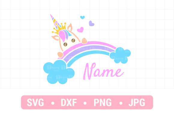 Princess Unicorn with Rainbow SVG Graphics