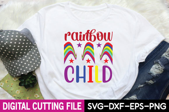 Rainbow Child Svg Graphics for T-Shirt Designs