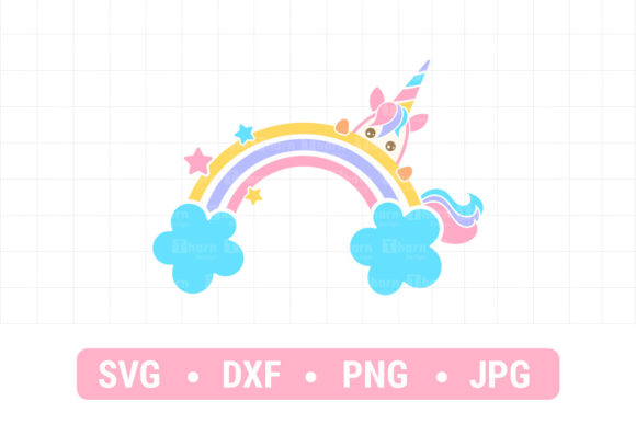 Rainbow Cute Unicorn Baby SVG Clipart Graphics