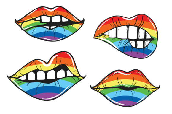 Rainbow Lips Kisses T-shirt Clipart