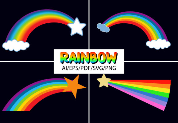 Rainbow T-shirt Design Set: Graphics & Print Templates