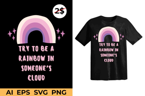 Rainbow Typographic T Shirt Design