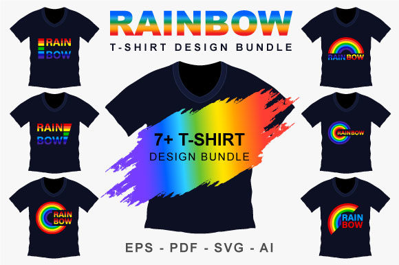 Rainbow Typography T-shirt Design Bundle