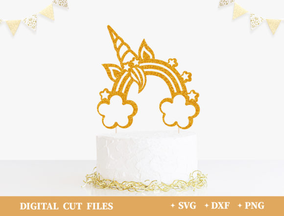Rainbow Unicorn Star Cake Topper SVG Graphics