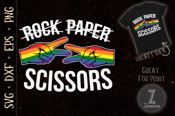 Rock Paper Scissors Lesbian Rainbow Graphics