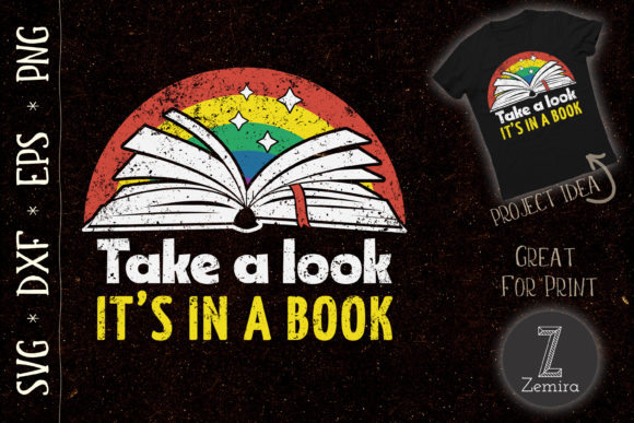 Take a Look Its a Book Retro Rainbow Graphics