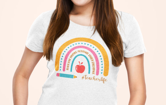 Teacher Life Svg Teacher Rainbow Boho Graphics