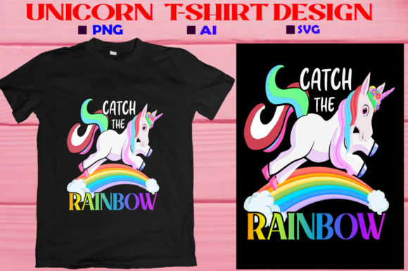Unicorn T Shirt, Catch the Rainbow Graphics
